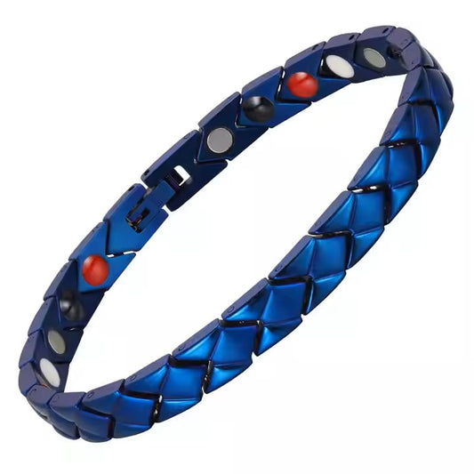 Pulsera IB magnética unisex ajustable azul.